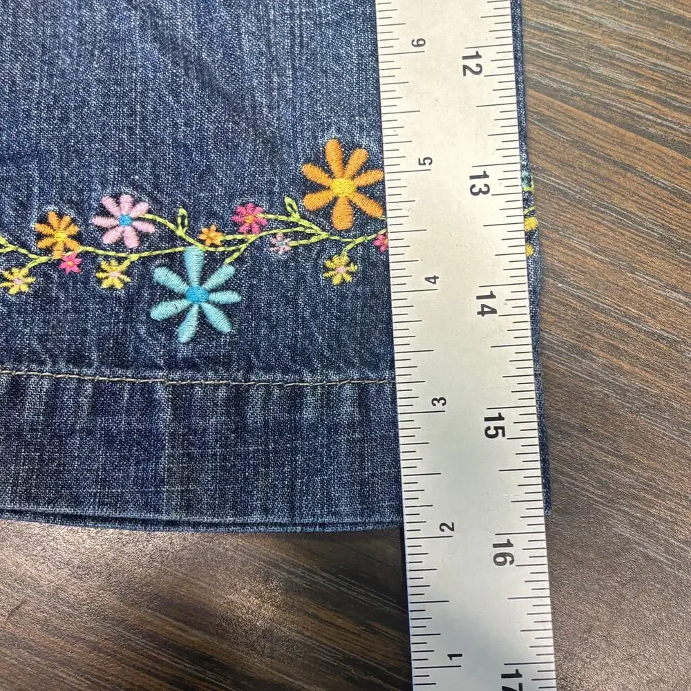 Vintage OshKosh B'gosh Jeans 12months Girls Floral Embroidered Straight Classic